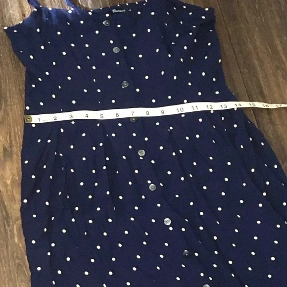 Madewell Boho Ruffle-strap Navy Polka Dot Button Down Sleeveless Sundres… - Picture 15 of 15